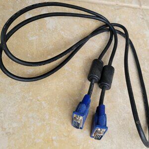 VGA Monitor Cable, Male to Male, 15-Pin SVGA Video Cord with Dual Ferrite Cores